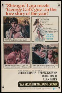 1j319 FAR FROM THE MADDING CROWD 1sh '68 Julie Christie, Terence Stamp, Peter Finch, Schlesinger