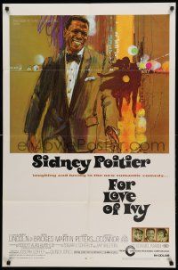 1j345 FOR LOVE OF IVY 1sh '68 Daniel Mann directed, cool Bob Peak artwork of Sidney Poitier!