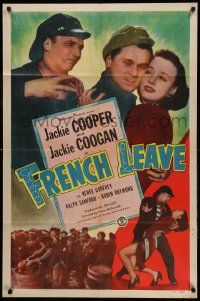1j352 FRENCH LEAVE 1sh '48 kid stars Jackie Cooper & Jackie Coogan all grown up and romancing!