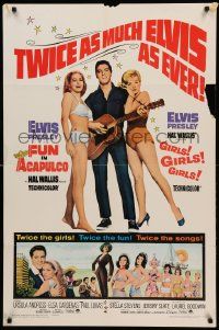 1j355 FUN IN ACAPULCO/GIRLS GIRLS GIRLS 1sh '67 Elvis Presley with his guitar & sexy babes!