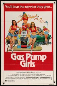 1j361 GAS PUMP GIRLS 1sh '78 you'll love the service these sexy barely dressed attendants give!