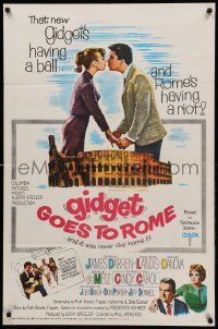 1j368 GIDGET GOES TO ROME 1sh '63 James Darren & Cindy Carol over Italy's Coliseum!