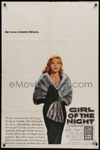 1j373 GIRL OF THE NIGHT 1sh '60 prostitute Anne Francis in a sexy dress is The Call Girl!