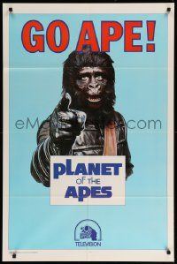 1j380 GO APE TV 1sh '74 Planet of the Apes, wonderful Uncle Sam parody art!