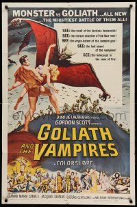 1j385 GOLIATH & THE VAMPIRES 1sh '64 Maciste Contro il Vampiro, cool fantasy art by Reynold Brown!