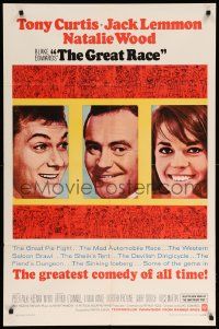 1j391 GREAT RACE 1sh '65 Blake Edwards, headshots of Tony Curtis, Jack Lemmon & Natalie Wood!