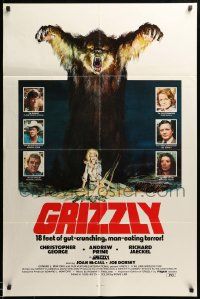 1j398 GRIZZLY 1sh '76 great Neal Adams art of grizzly bear attacking sexy camper, horror!