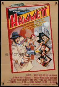 1j406 HAMMETT 1sh '82 Wim Wenders directed, Frederic Forrest, really cool detective art by Garland