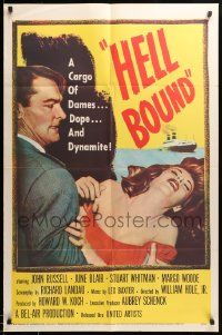 1j417 HELL BOUND 1sh '57 the raw story behind the international Hot-Cargo Runners!