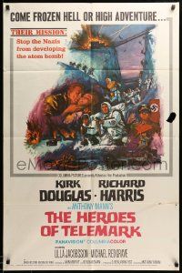 1j421 HEROES OF TELEMARK 1sh '66 Kirk Douglas & Richard Harris stop Nazis making atom bomb!
