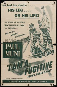 1j448 I AM A FUGITIVE FROM A CHAIN GANG 1sh R56 great art of convict Paul Muni on a chain gang!