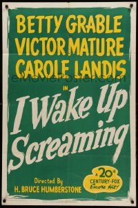 1j450 I WAKE UP SCREAMING 1sh R48 Victor Mature, sexy Betty Grable & Carole Landis!