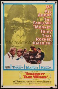 1j457 INHERIT THE WIND style B 1sh '60 Spencer Tracy as Darrow, Fredric March, Scopes trial!