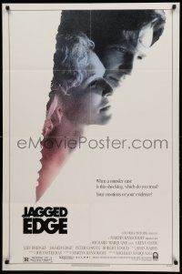 1j468 JAGGED EDGE 1sh '85 great close up image of Glenn Close & Jeff Bridges!