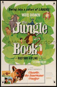 1j479 JUNGLE BOOK/CHARLIE THE LONESOME COUGAR 1sh '67 Disney's classic safari of laughs!