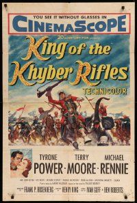 1j490 KING OF THE KHYBER RIFLES 1sh '54 artwork of British soldier Tyrone Power on horseback!