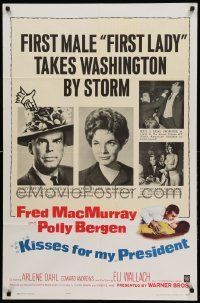 1j499 KISSES FOR MY PRESIDENT 1sh '64 Fred MacMurray, Polly Bergen, is America prepared!