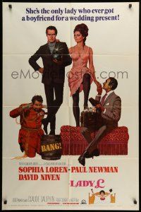 1j509 LADY L style B 1sh '66 art of sexy Sophia Loren, Paul Newman & David Niven!