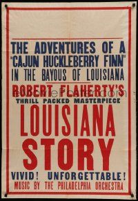 1j548 LOUISIANA STORY 1sh '48 Robert Flaherty documentary, adventures of Cajun Huckleberry Finn!