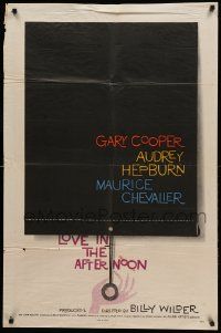 1j552 LOVE IN THE AFTERNOON 1sh '57 directed by Billy Wilder, great Saul Bass artwork!