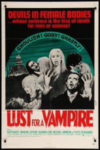 1j555 LUST FOR A VAMPIRE 1sh '71 wacky sexy devils in female bodies with the kiss of death!