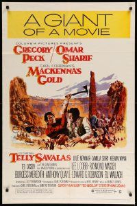 1j556 MacKENNA'S GOLD style C 1sh '69 art of Gregory Peck, Omar Sharif, Savalas & Julie Newmar!