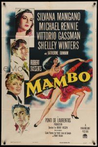 1j568 MAMBO 1sh '54 art of top stars including Michael Rennie & full-length sexy Silvana Mangano!