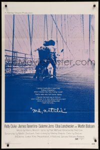 1j582 ME, NATALIE 1sh '69 cool image of Patty Duke & James Farentino riding motorcycle on bridge!