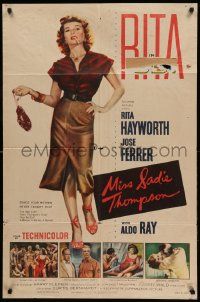 1j589 MISS SADIE THOMPSON 3D 1sh '53 sexy smoking prostitute Rita Hayworth is on the prowl!