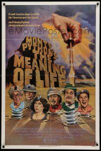1j595 MONTY PYTHON'S THE MEANING OF LIFE 1sh '83 Garland artwork of the screwy Monty Python cast!