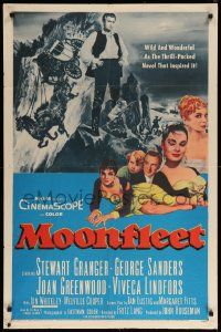 1j596 MOONFLEET 1sh '55 Fritz Lang, Stewart Granger, Joan Greenwood, sexy Viveca Lindfors!