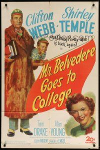 1j603 MR. BELVEDERE GOES TO COLLEGE 1sh '49 great artwork of Clifton Webb & Shirley Temple!
