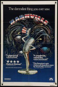 1j618 NASHVILLE 1sh '75 Robert Altman, cool patriotic sexy microphone artwork!