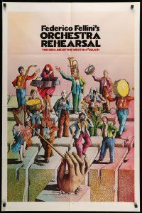 1j654 ORCHESTRA REHEARSAL 1sh '79 Federico Fellini's Prova d'orchestra, cool Bonhomme art!