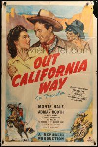 1j658 OUT CALIFORNIA WAY 1sh '46 Monty Hale, Lorna Gray, Bobby Blake, Roy Rogers!