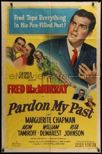 1j668 PARDON MY PAST style A 1sh '45 Fred MacMurray & Marguerite Chapman in down-to-mirth comedy!
