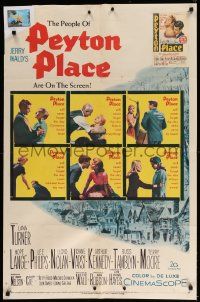 1j683 PEYTON PLACE 1sh '58 Lana Turner, from the novel of small town life by Grace Metalious!