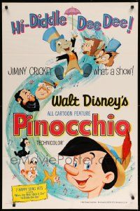 1j685 PINOCCHIO 1sh R62 Disney classic fantasy cartoon about a wooden boy who wants to be real!