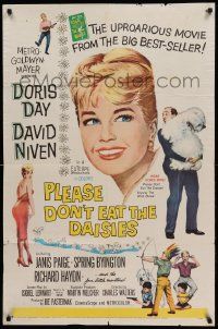 1j692 PLEASE DON'T EAT THE DAISIES 1sh '60 art of pretty smiling Doris Day, David Niven w/dog