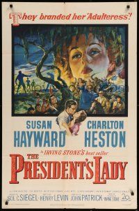 1j704 PRESIDENT'S LADY 1sh '53 art of adulteress Susan Hayward & Charlton Heston!