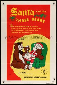 1j768 SANTA & THE THREE BEARS 1sh '70 Christmas cartoon, cute Holiday artwork!