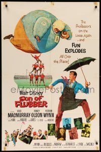 1j831 SON OF FLUBBER style B 1sh '63 Walt Disney, art of absent-minded professor Fred MacMurray!