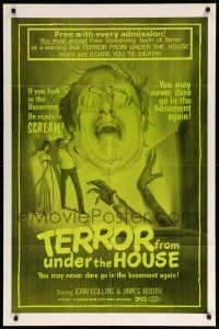 1j882 TERROR FROM UNDER THE HOUSE 1sh '76 if you look in the basement, be ready to SCREAM!