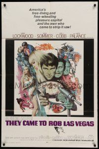 1j888 THEY CAME TO ROB LAS VEGAS 1sh '68 Gary Lockwood, cool McCarthy art including roulette wheel
