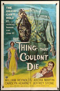 1j891 THING THAT COULDN'T DIE 1sh '58 great artwork of monster holding its own severed head!