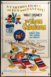 1j894 THREE CABALLEROS 1sh R77 Disney, cartoon art of Donald Duck, Panchito & Joe Carioca!