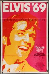 1j928 TROUBLE WITH GIRLS 1sh '69 great gigantic close up art of smiling Elvis Presley!