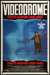 1j951 VIDEODROME 1sh '83 David Cronenberg, James Woods, Debbie Harry, sci-fi!