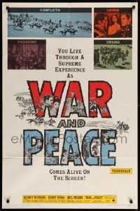 1j961 WAR & PEACE 1sh R63 art of Audrey Hepburn, Henry Fonda & Mel Ferrer, Leo Tolstoy epic!