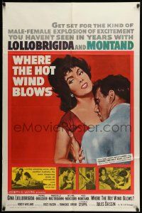1j969 WHERE THE HOT WIND BLOWS 1sh '60 Jules Dassin's La Legge, art of sexy Gina Lollobrigida!